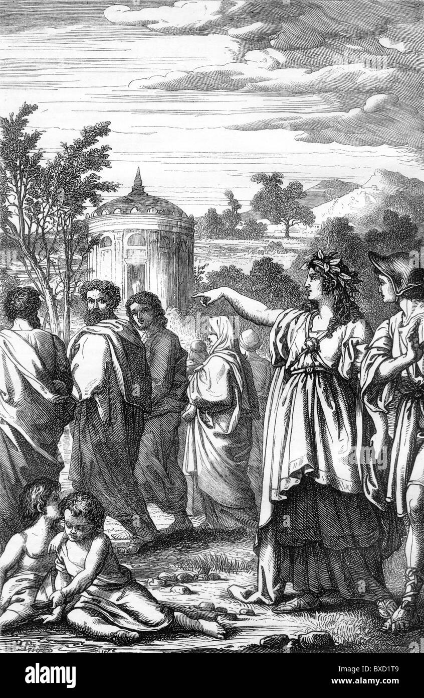 The Pythoness of Philippi; Black and White Illustration Stock Photo - Alamy