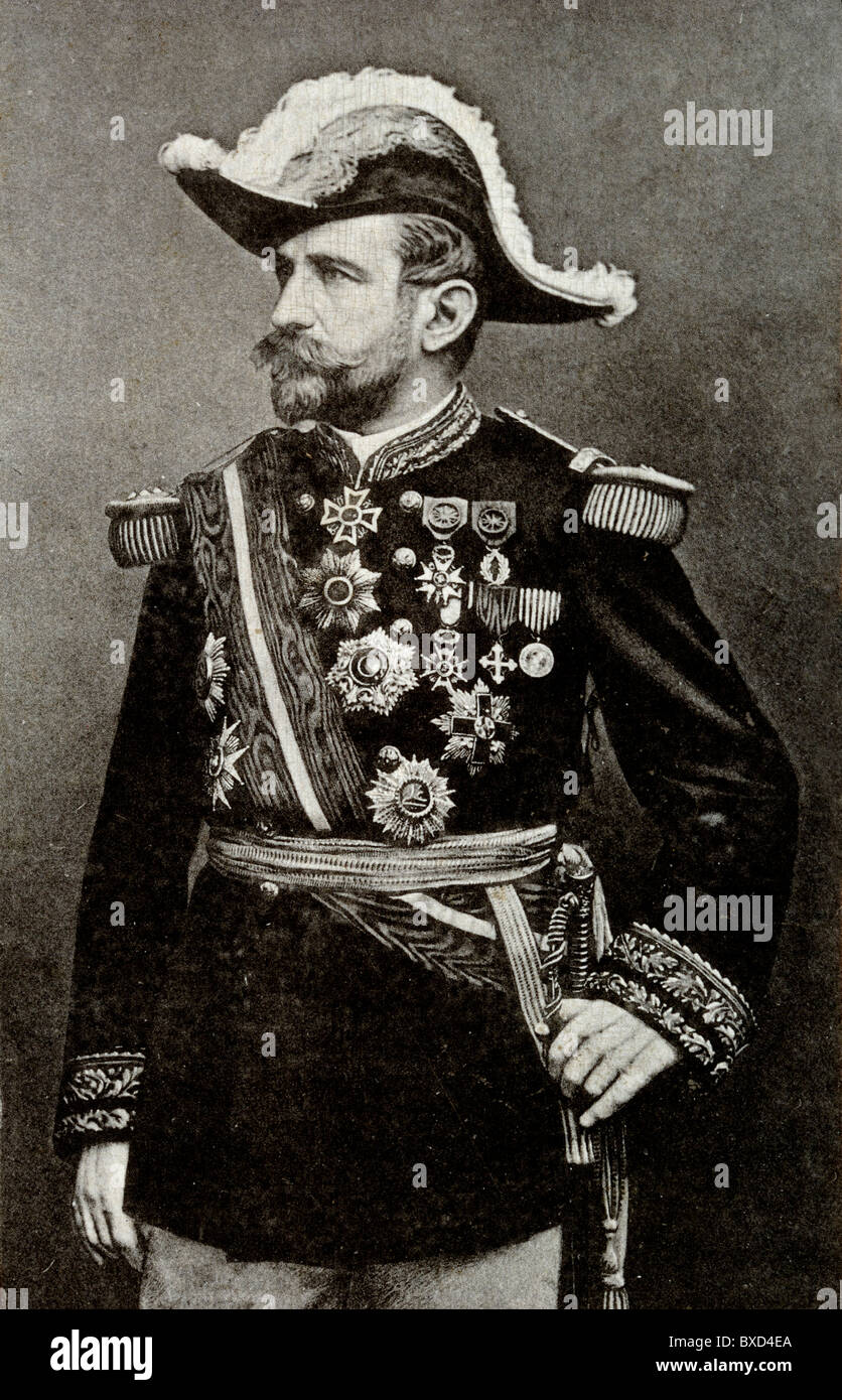 Portrait of Georges Ernest Boulanger (1837-1891) in Army Uniform wearing Bicorne, Bicorn or Cocked Hat. French General & Reactionary Politician Stock Photo