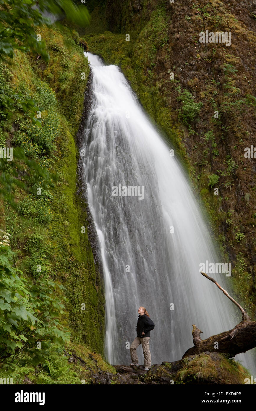 Multnomah Falls area, Columbia River Gorge, Oregon Stock Photo