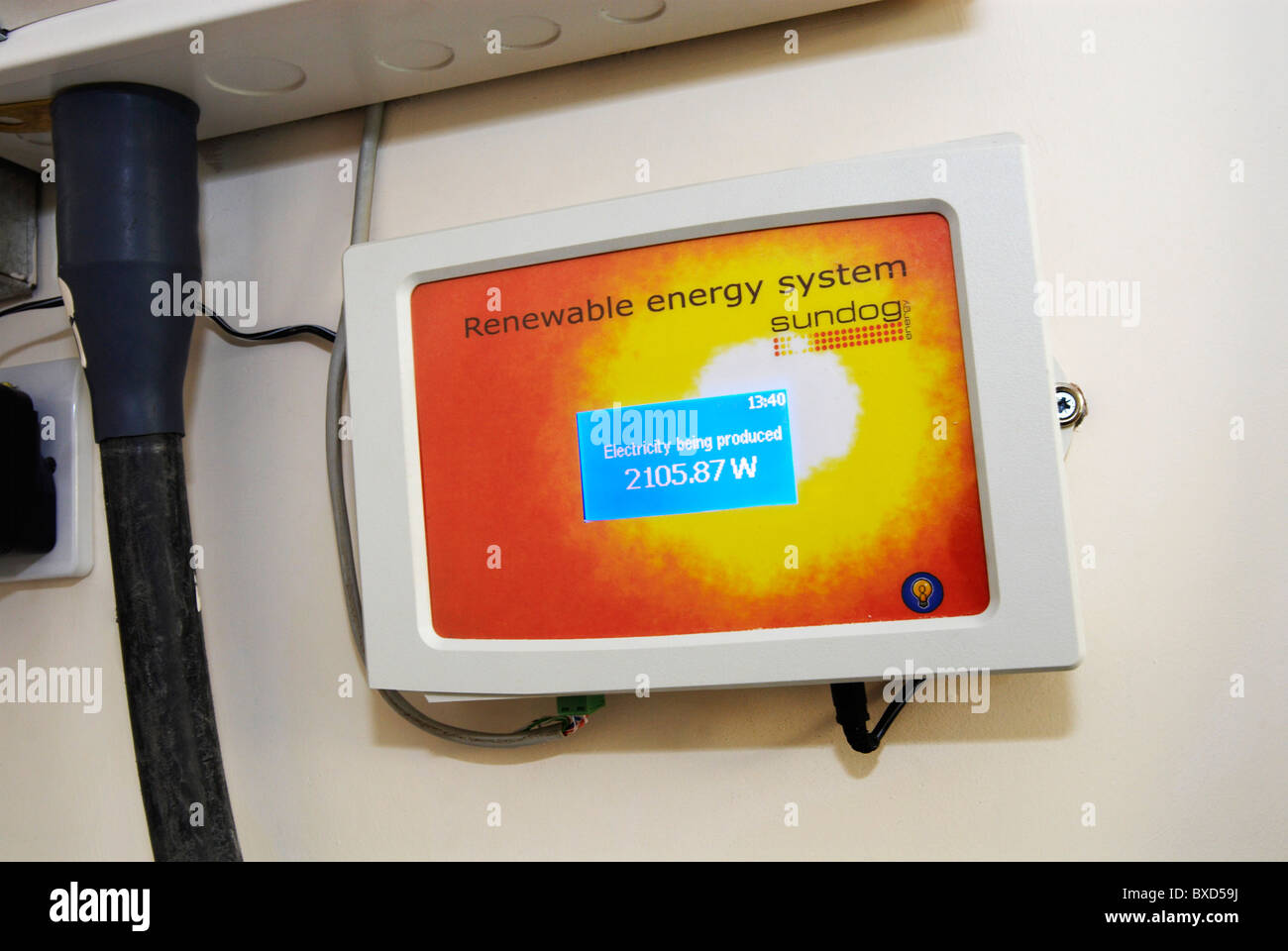 Renewable energy display in eco-house Stock Photo