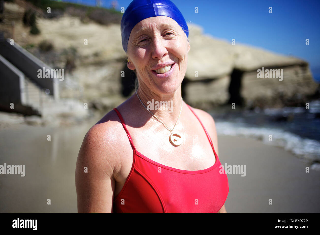 Portrait of female swimmer Stock Photo - Alamy