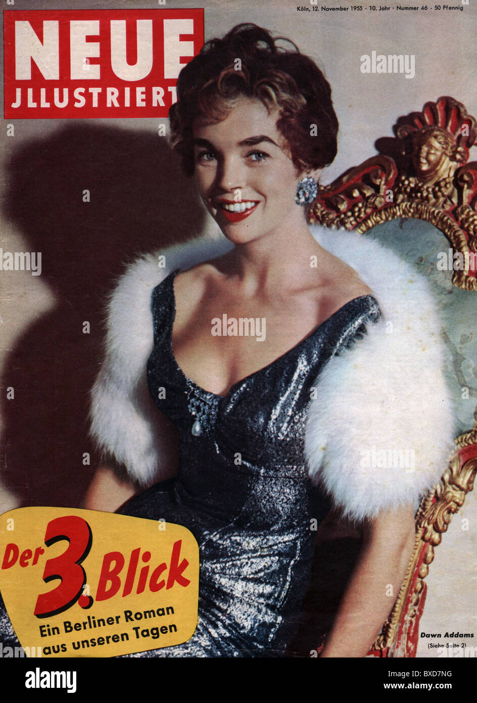 journals / magazines, 1955, 'Neue Illustrierte', number 46, title with Dawn Addams, Cologne, 22.10.1955, Additional-Rights-Clearences-Not Available Stock Photo