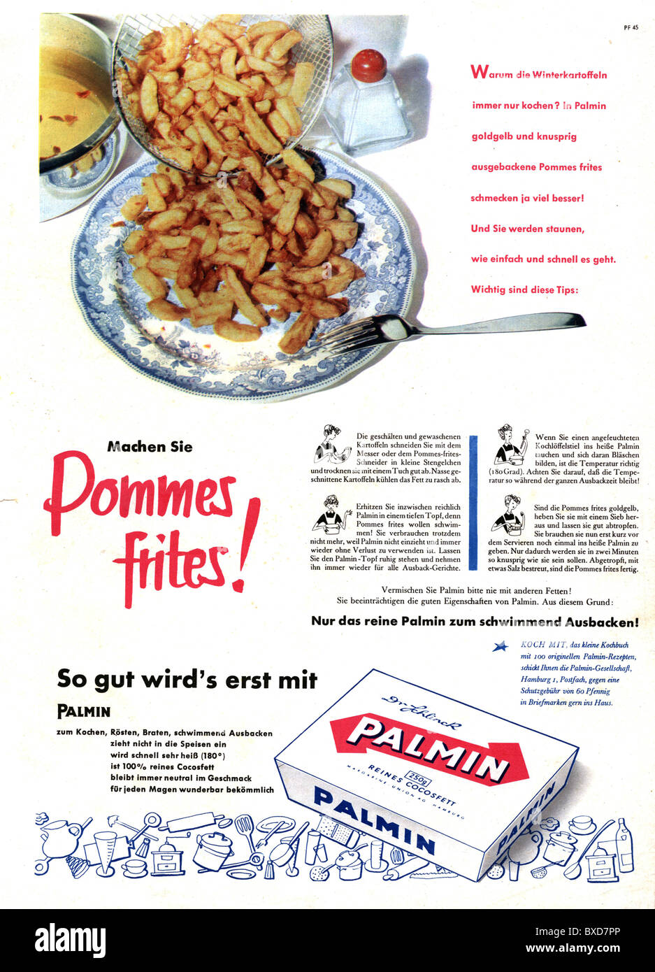 advertising, food, Palmin, advertisement in magazine, 1956,  Additional-Rights-Clearences-Not Available Stock Photo - Alamy