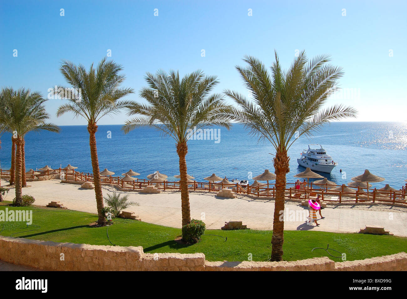 Beach of the luxury hotel, Sharm el Sheikh, Egypt Stock Photo