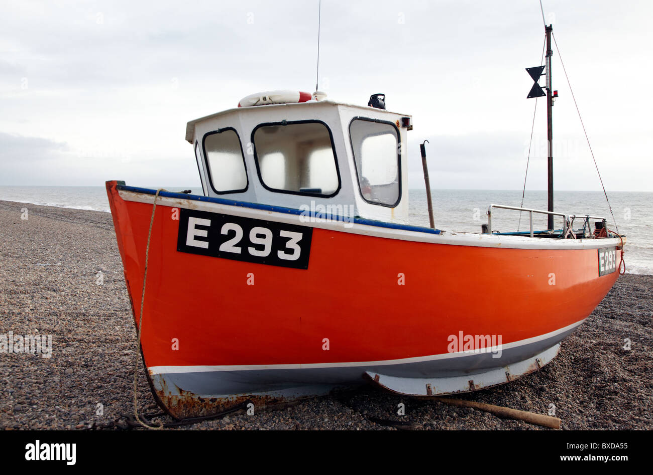 Fishing Boat Branscombe  Beach Devon UK Europe Stock Photo