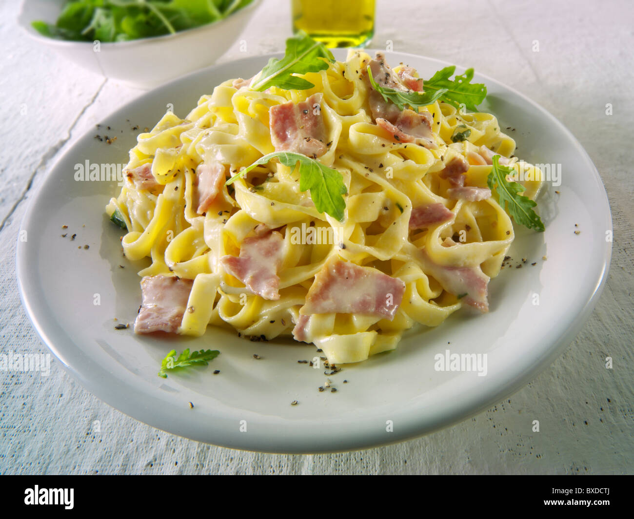 tagliatelli carbonara Stock Photo