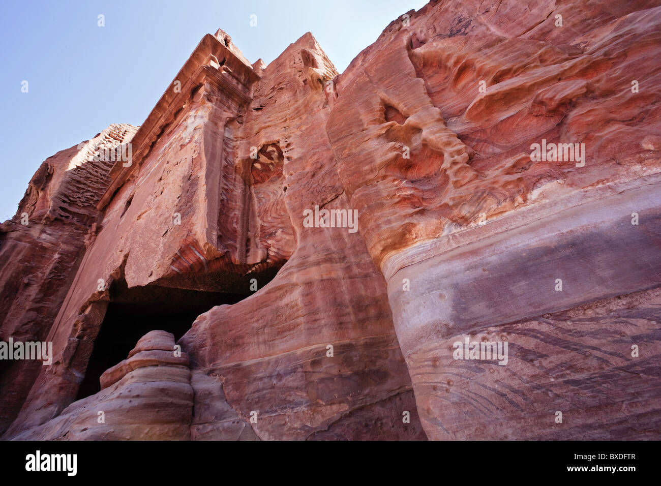 Rock carving in Petra, Jordan Stock Photo