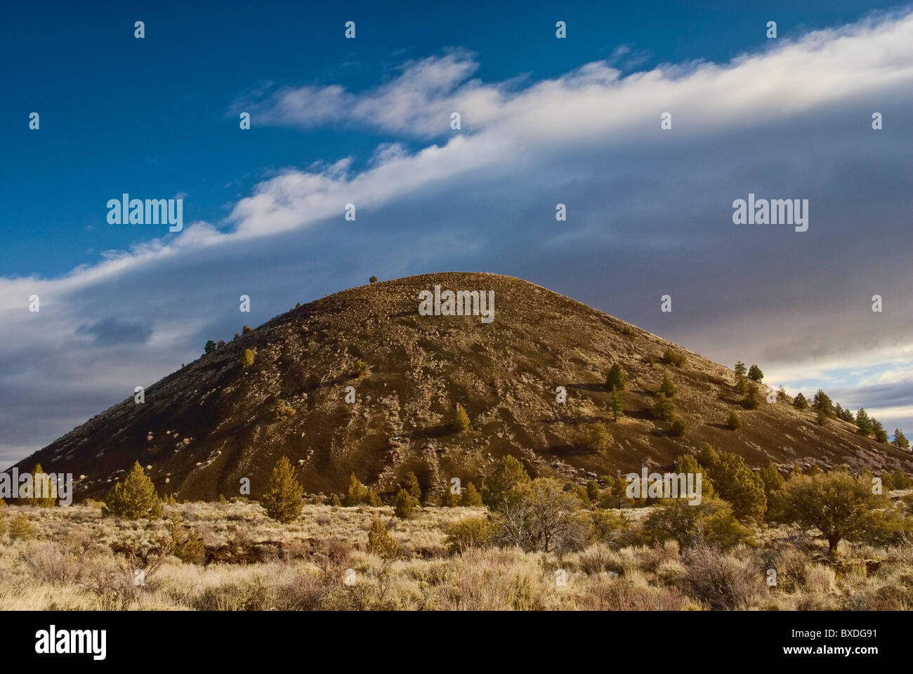 Schonchin Butte volcano in winter, Lava Beds National Monument