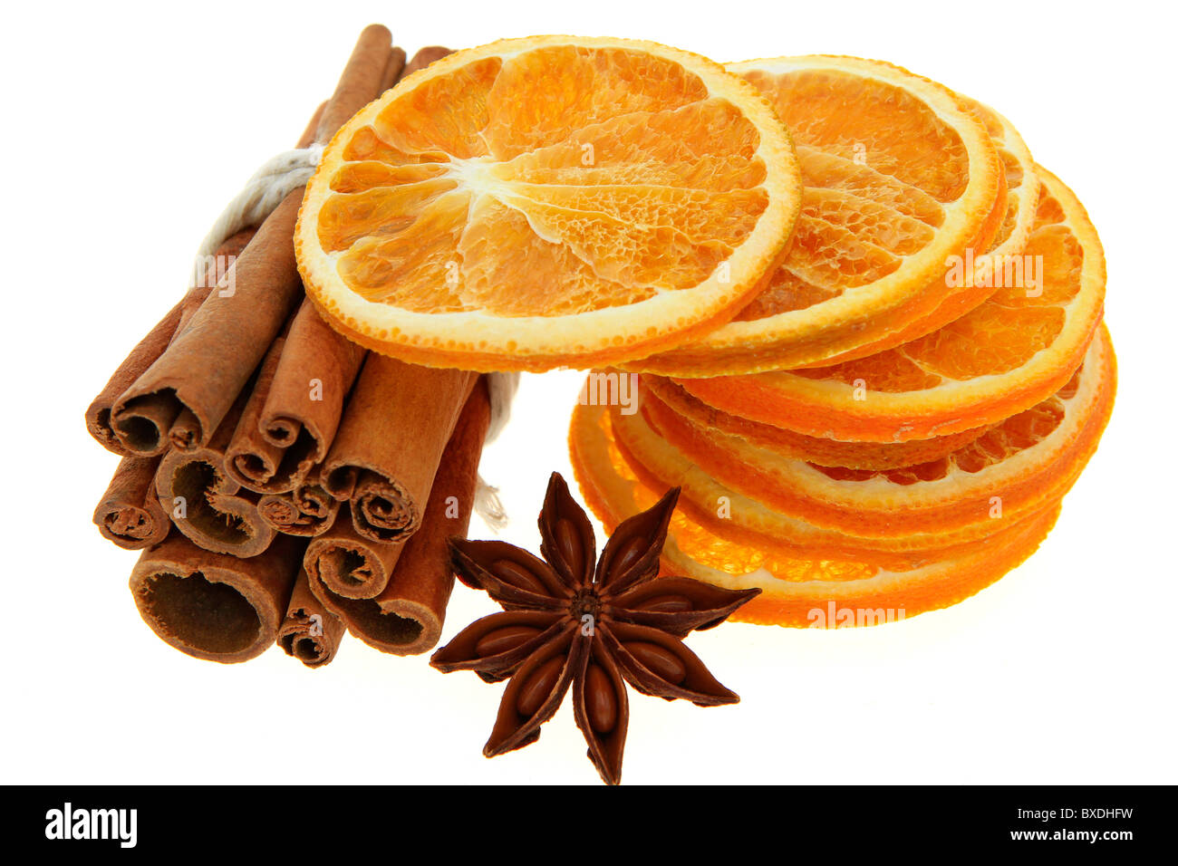 christmas decoration, dried orange, cinnamon and anise Stock Photo