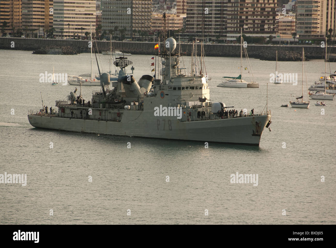 Spanish frigate at Gran Canaria, Spain Stock Photo