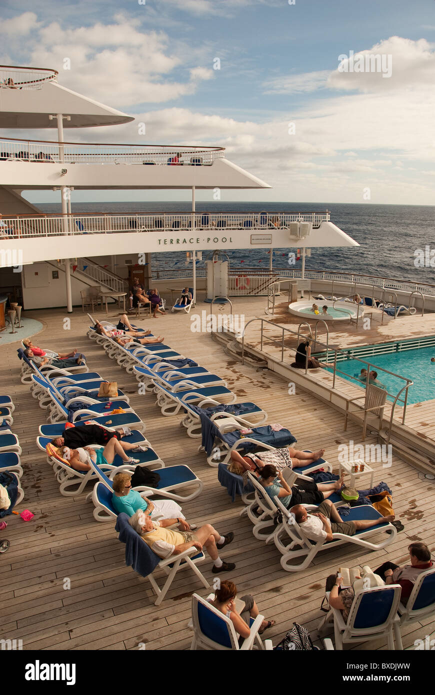 Passengers relax on deck hi-res stock photography and images - Alamy