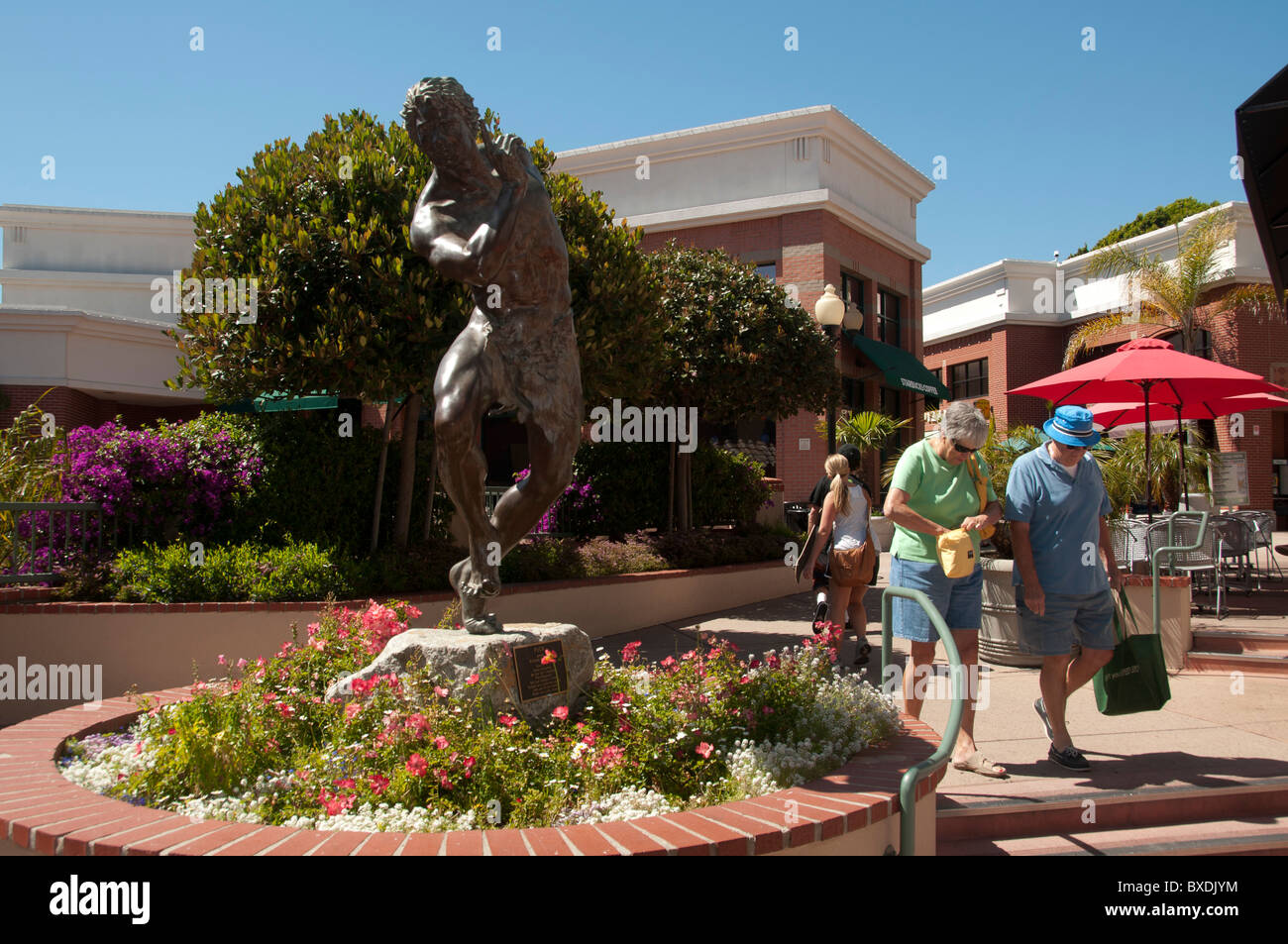 San Luis Obispo downtown outdoor mall and sculpture. Stock Photo