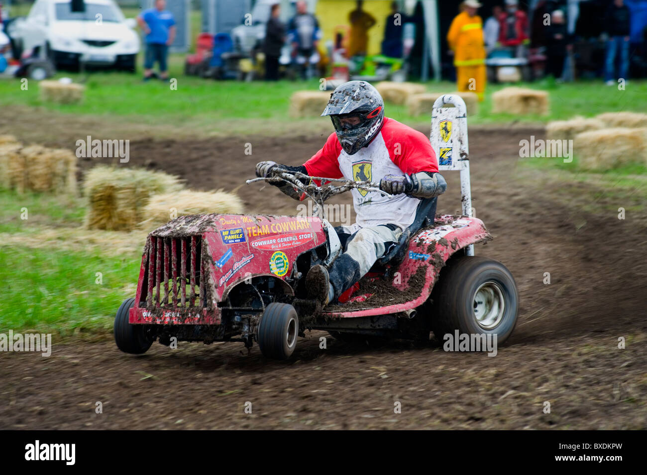 lawnmower racing Stock Photo