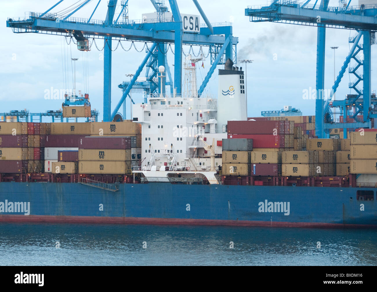 Container ship unloading at Tenerife Stock Photo - Alamy