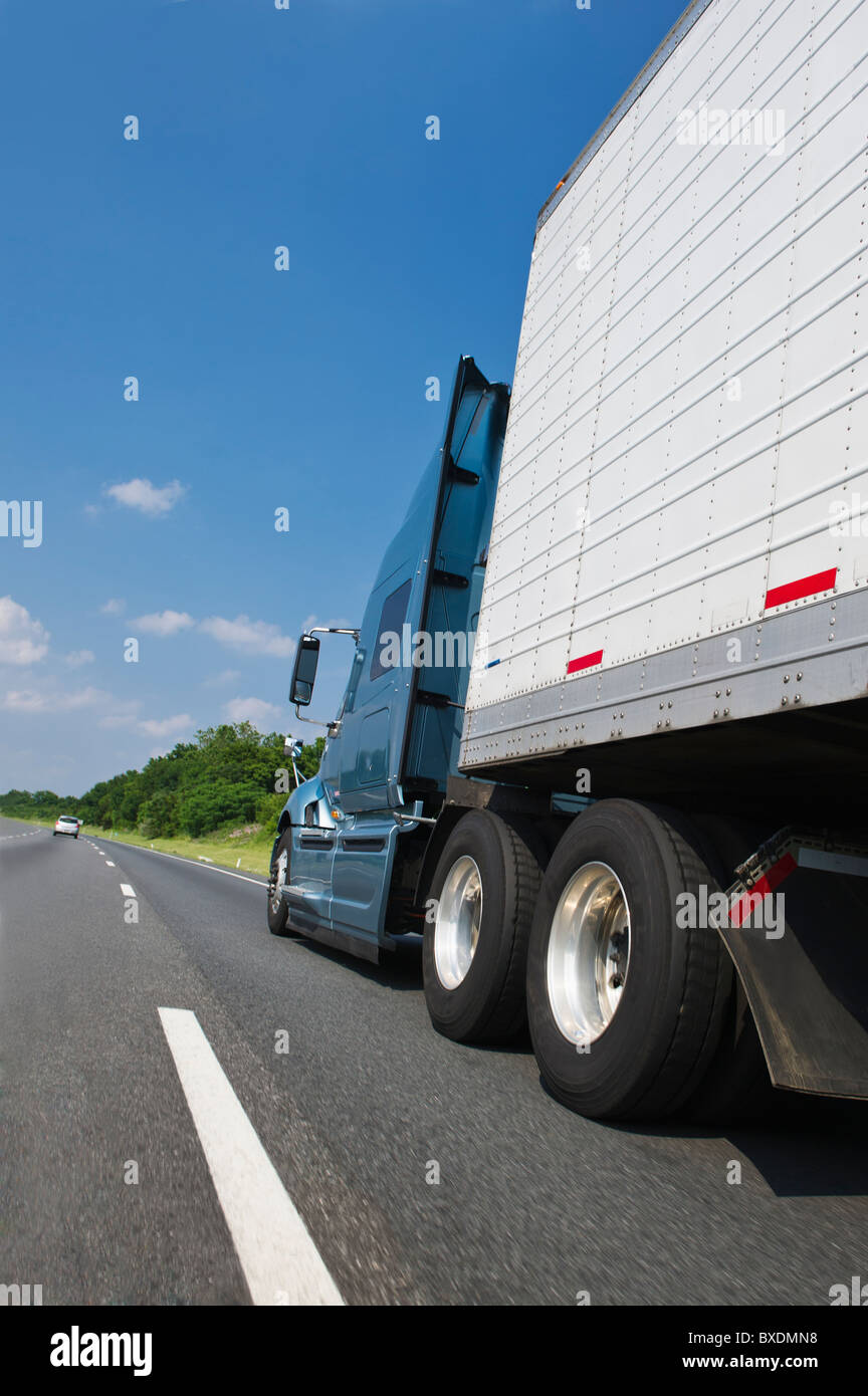Transport truck on highway Stock Photo