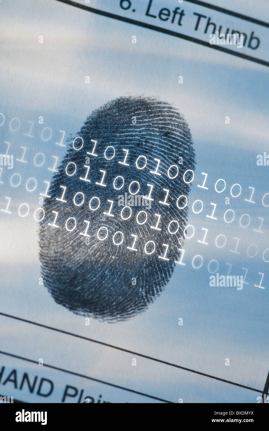 Computer code over thumbprint hi-res stock photography and images - Alamy