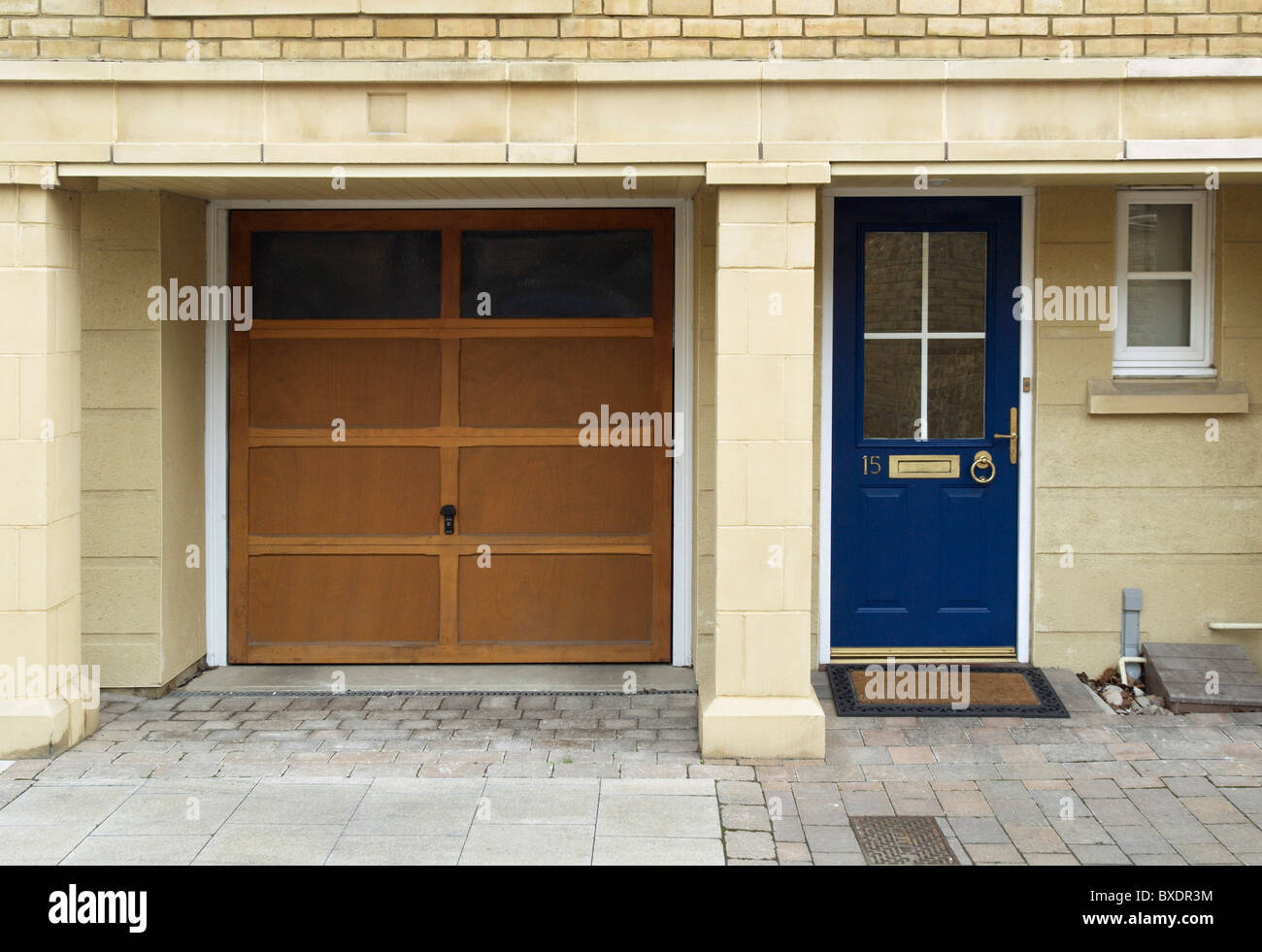 Front door and wooden garage door Ingress Park Kent UK Stock Photo Alamy