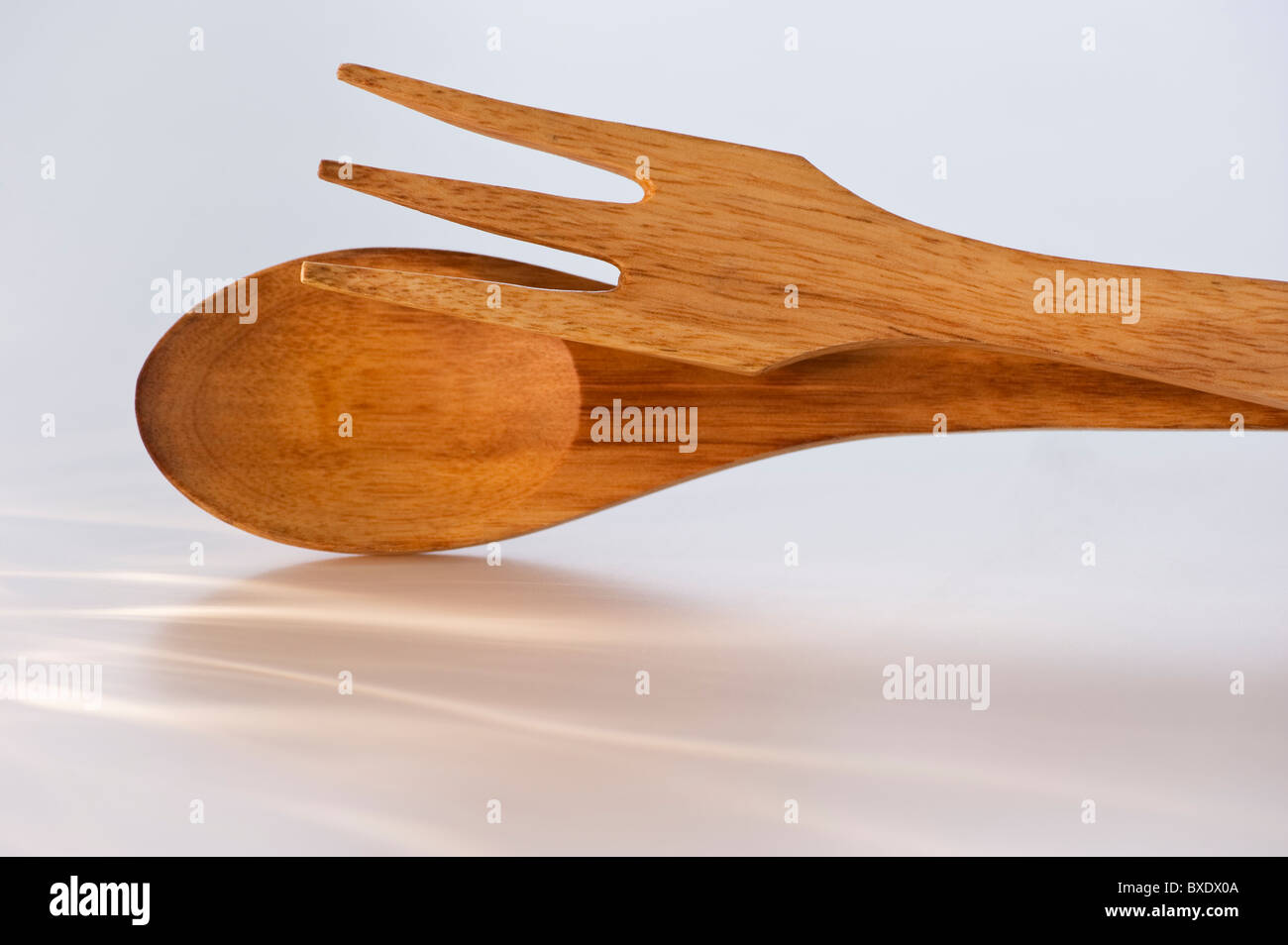 Wooden salad fork and spoon Stock Photo Alamy
