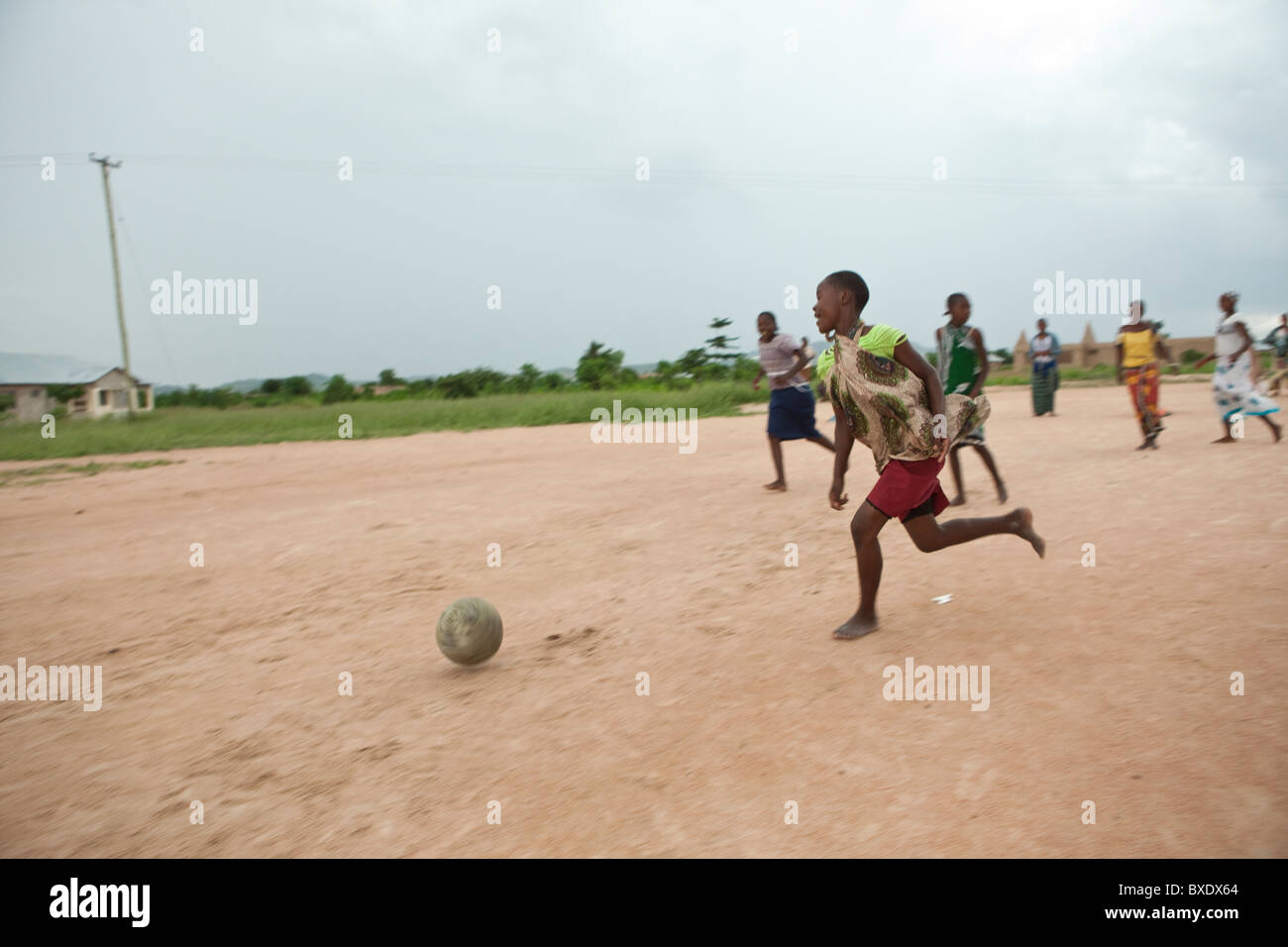 Girls play football in Dodoma, Tanzania, East Africa. Stock Photo