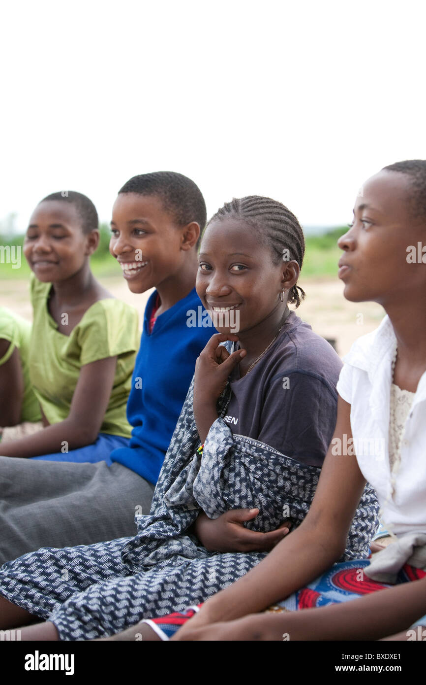 Adolescent girls attend an after school program in Dodoma, Tanzania, East Africa. Stock Photo