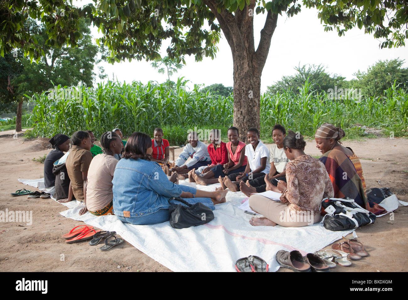 Women attend a community meeting in Dodoma, Tanzania, East Africa. Stock Photo