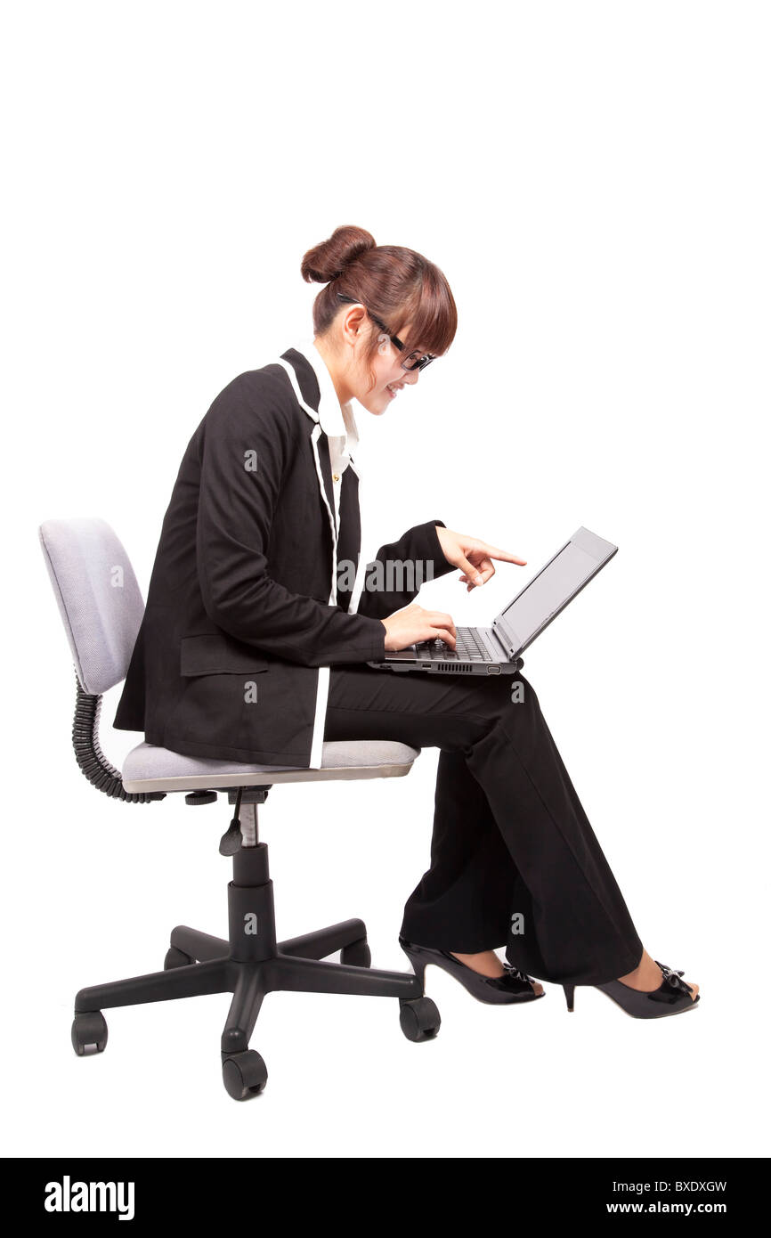 Business lady chair white background hires stock photography and