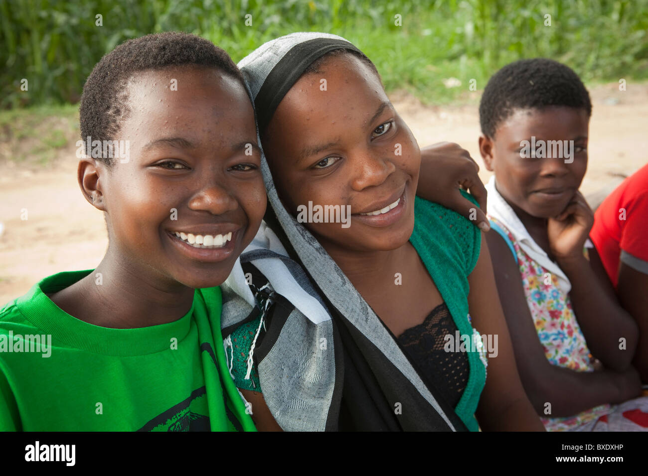 Teenage girls attend a community meeting in Dodoma, Tanzania, East Africa. Stock Photo