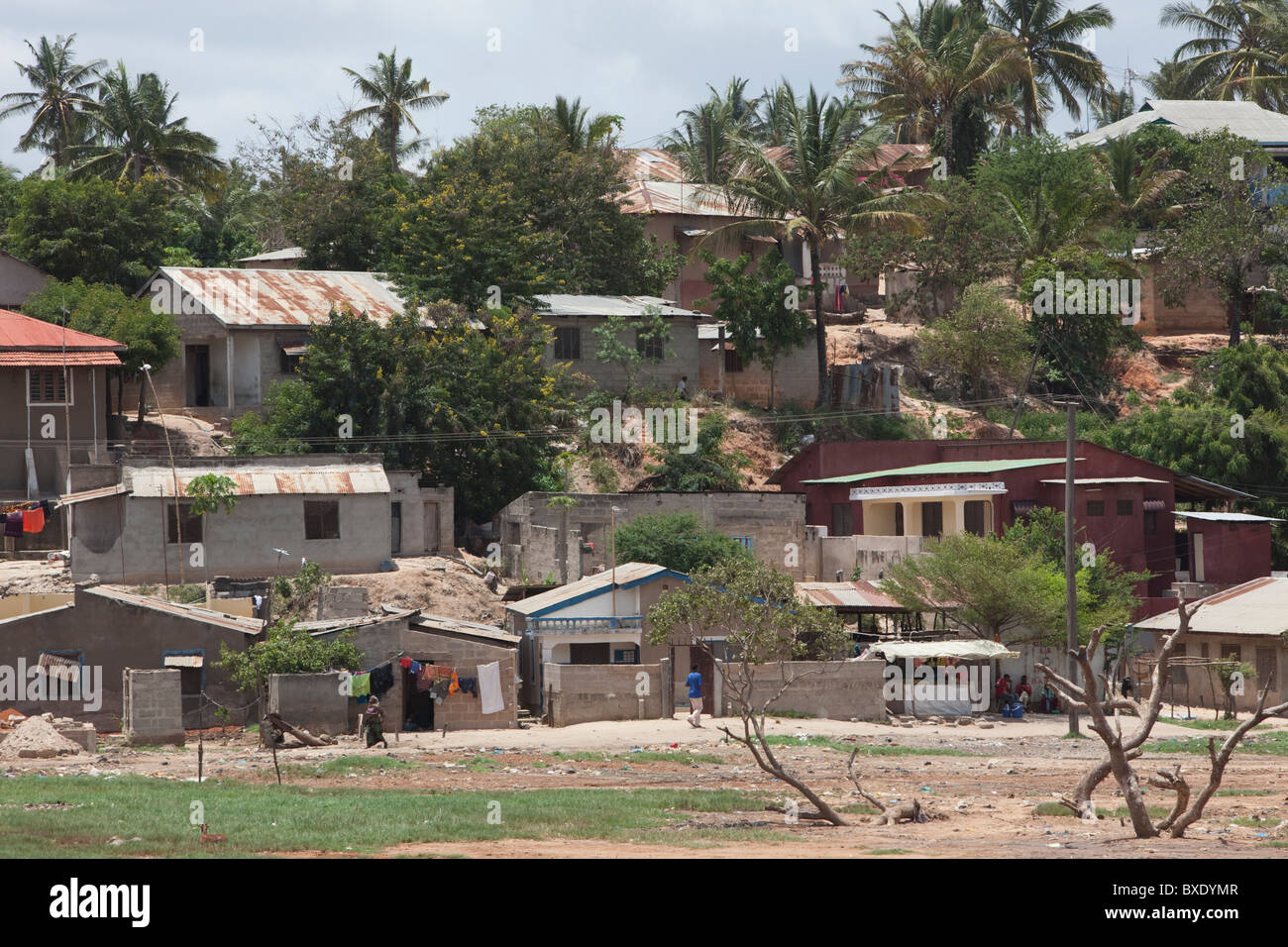 Houses on a hillside in Mbagala, Dar es Salaam, Tanzania, East Africa. Stock Photo