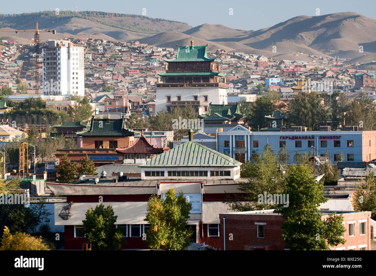 View, Gandan (Gandantegchinlen) monastery, Ulaanbaatar, Mongolia Stock ...