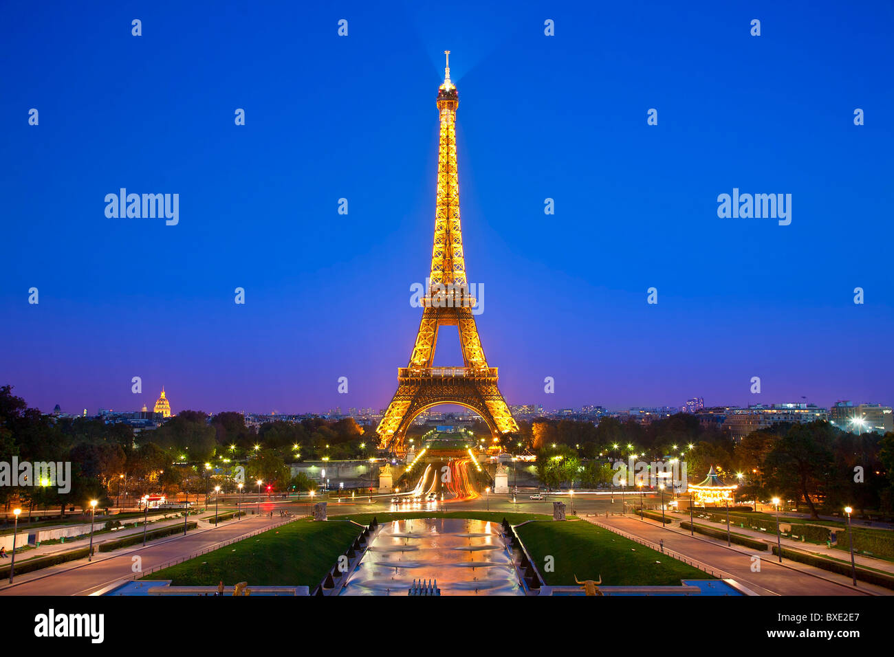 Paris, Tour Eiffel at Night Stock Photo