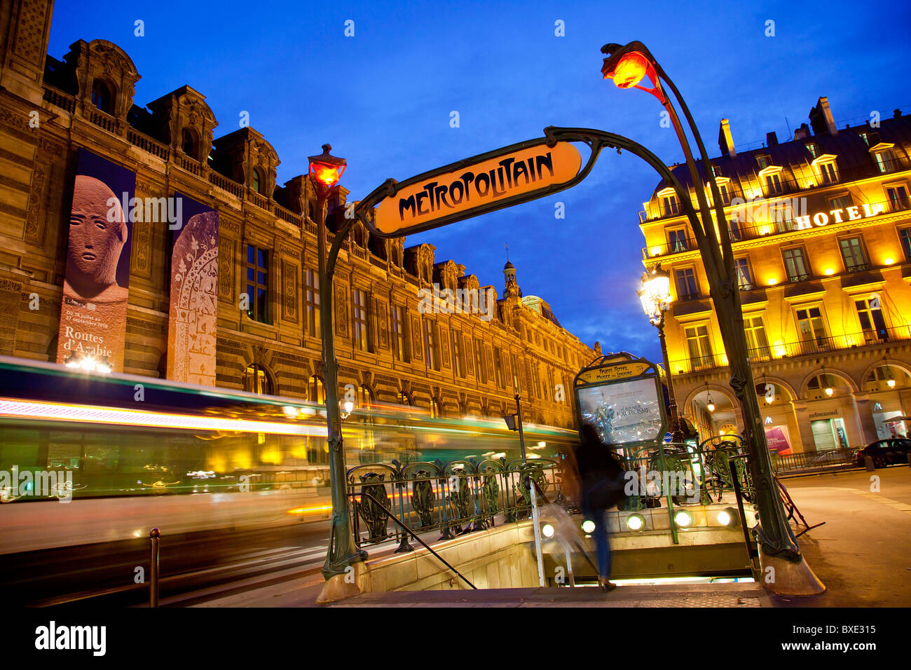 Europe, France, Paris (75), Palais Royal-Musee du Louvre metro station dating of 1900 by Hector Guimard Stock Photo