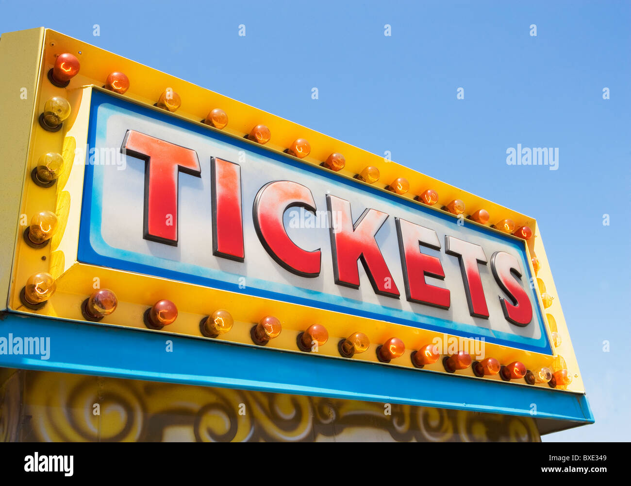 Tickets sign at fairgrounds Stock Photo Alamy