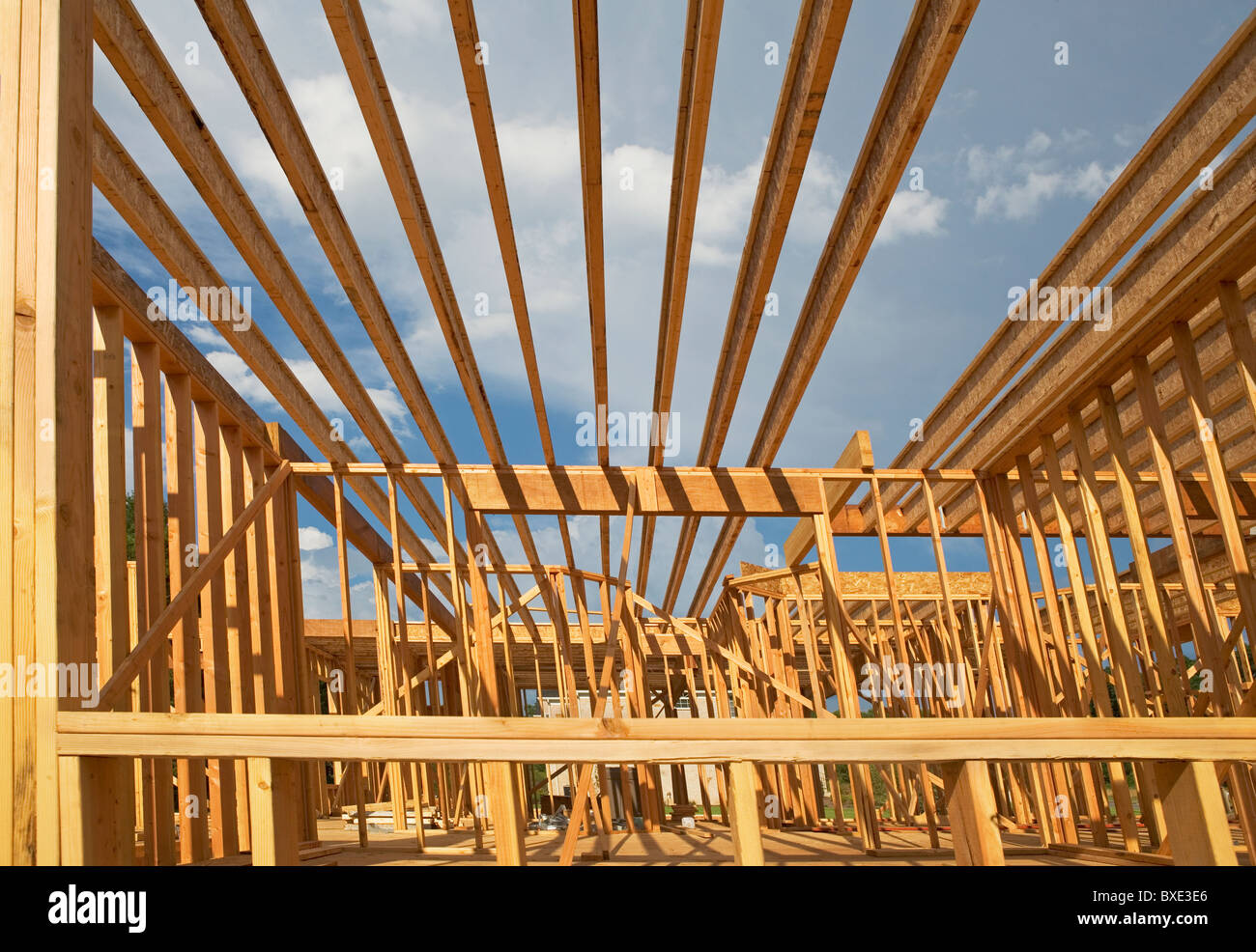 Wood house frame Stock Photo - Alamy