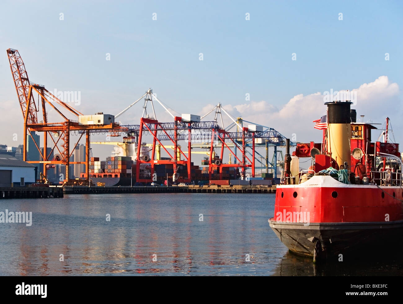 Cargo ships and container crane Stock Photo