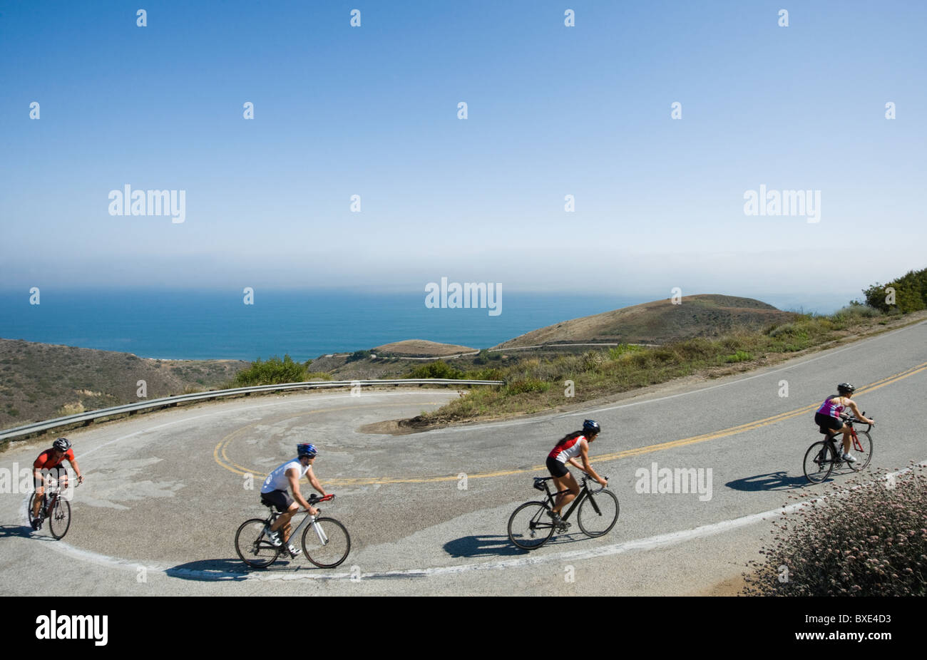 Cyclists in Malibu Stock Photo