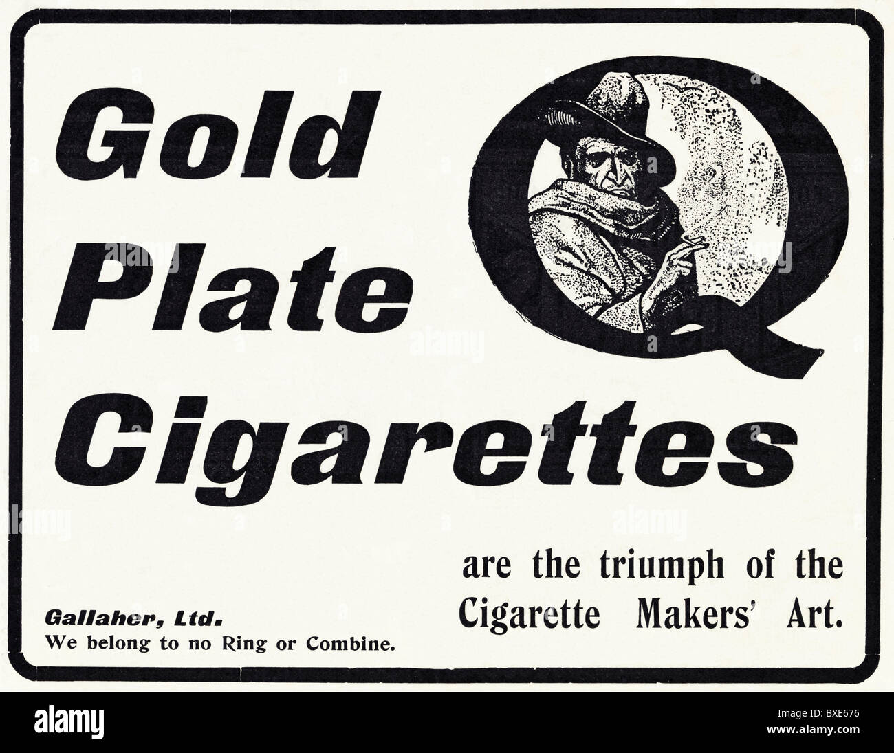 Edwardian advert for Gallaher Gold Plate cigarettes circa 1904 Stock Photo