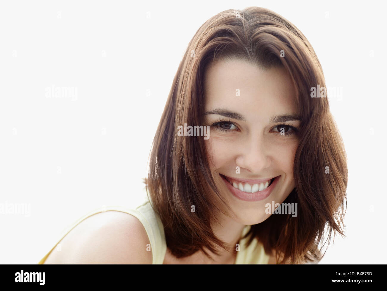 Smiling brunette woman Stock Photo - Alamy