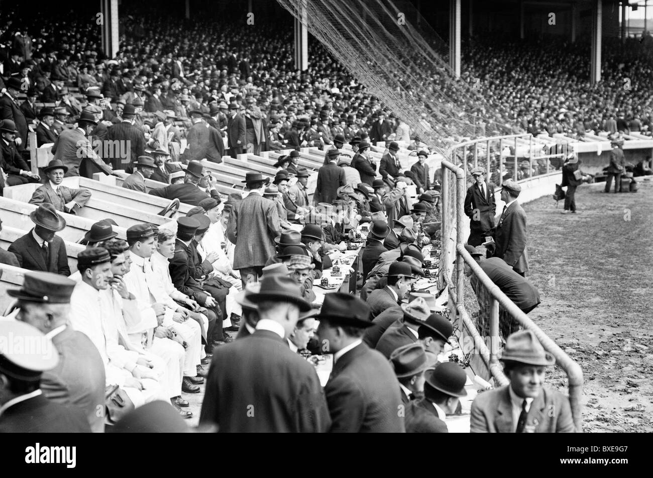 Telegraphers at Polo Grounds, Baseball World Series, 1912 Stock Photo