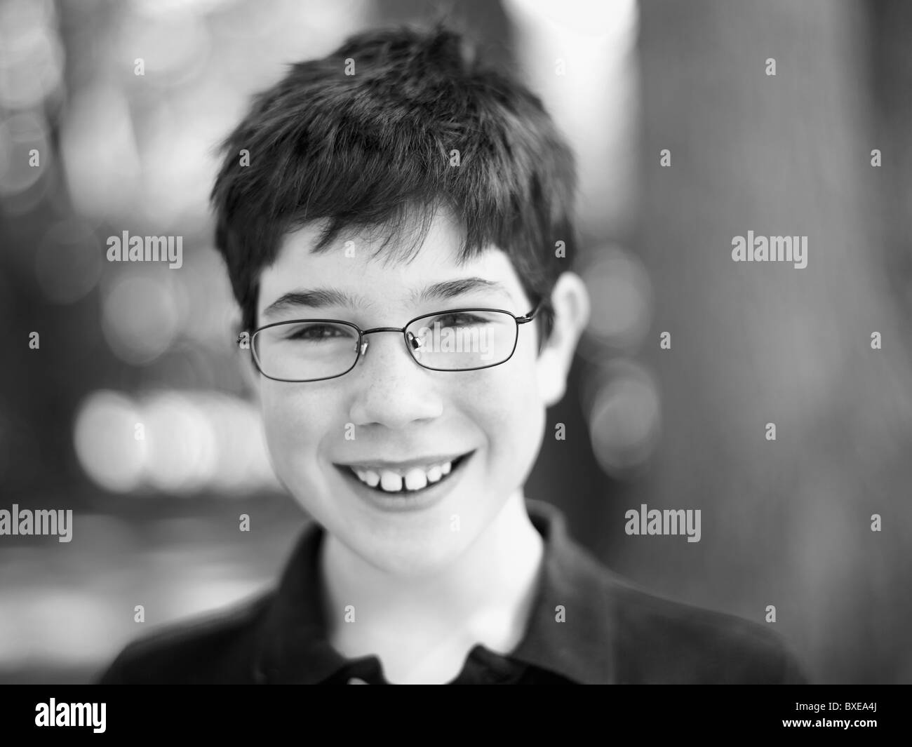 Cute child wearing reading glasses Stock Photo