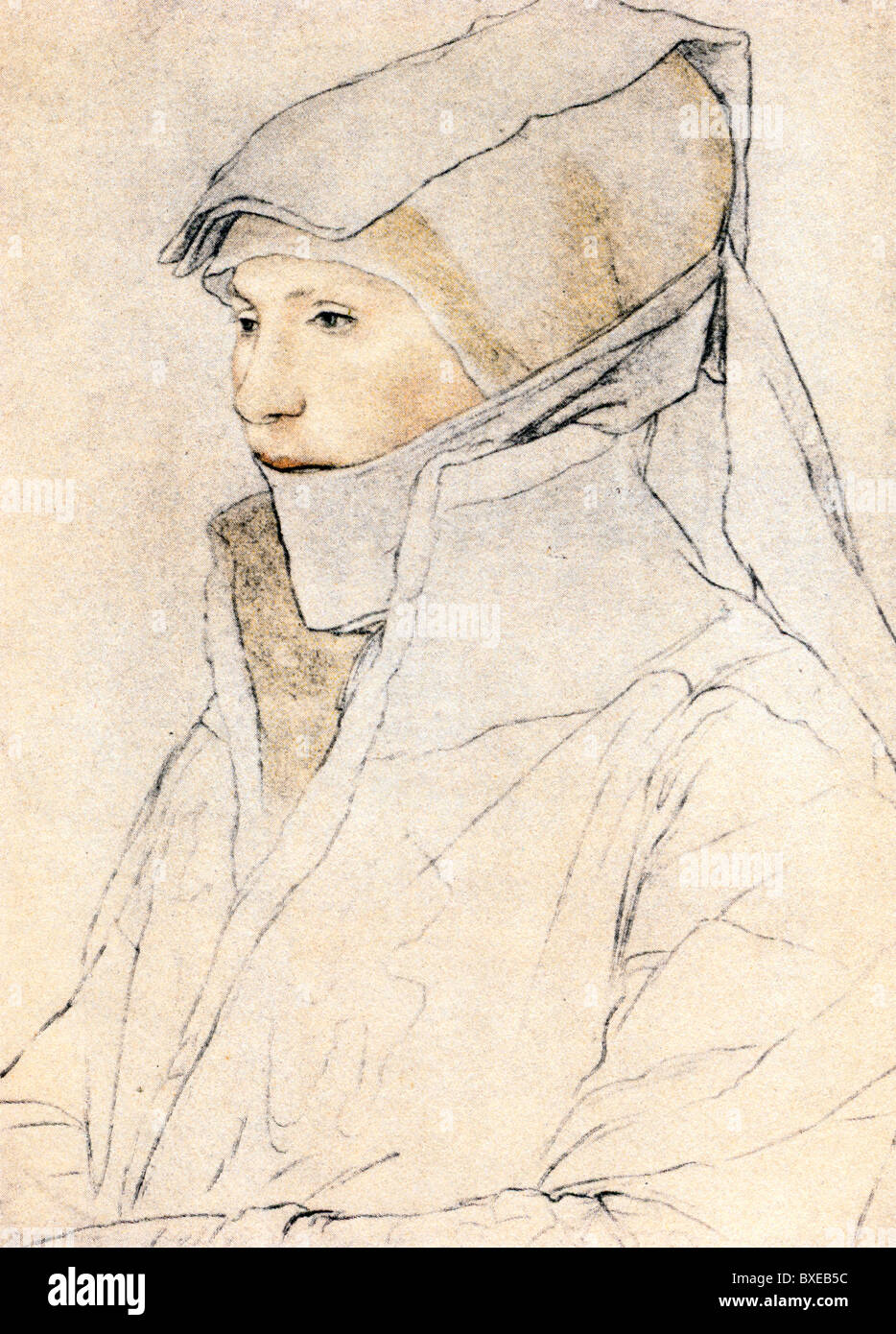 Sketch by Hans Holbein the Younger; Portrait of Dorothea Meyer, wife of Jakob Meyer, Mayor of Basel, 1525/26 Stock Photo