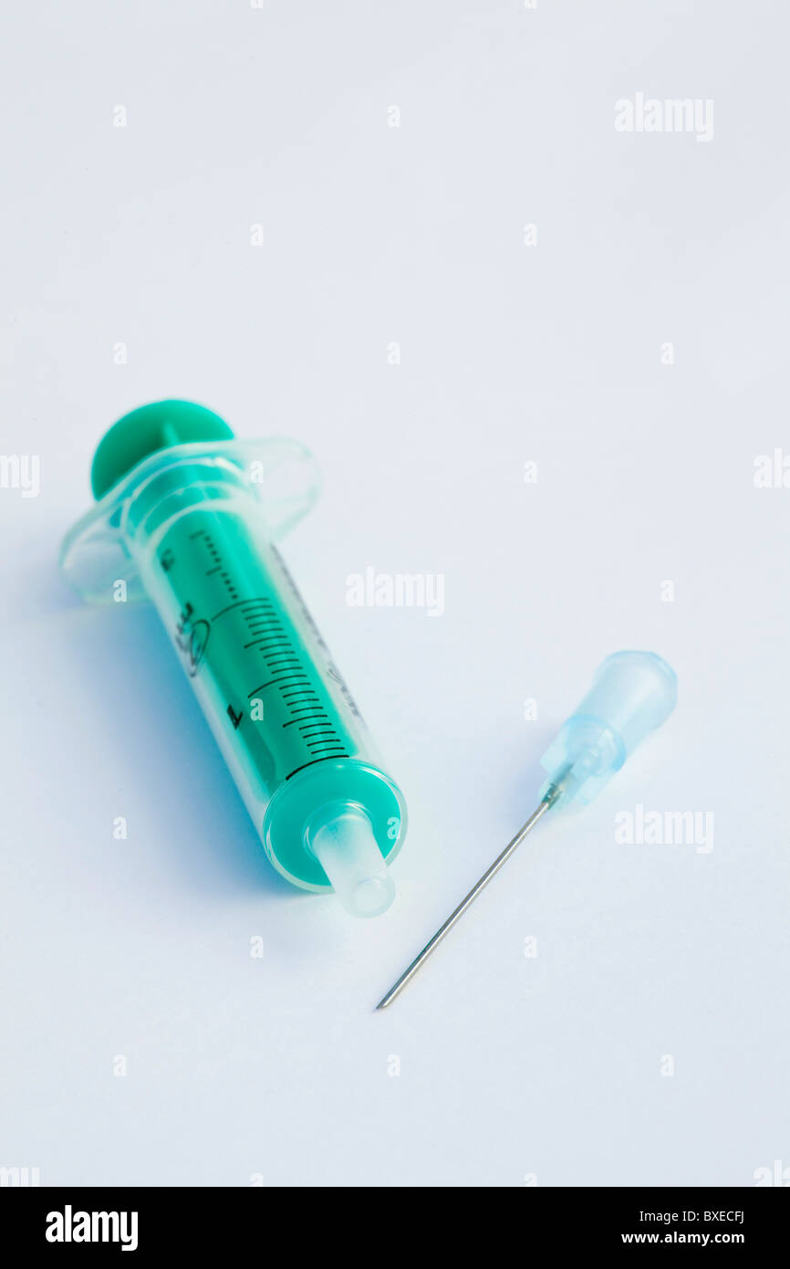 syringe and needle on white background Stock Photo