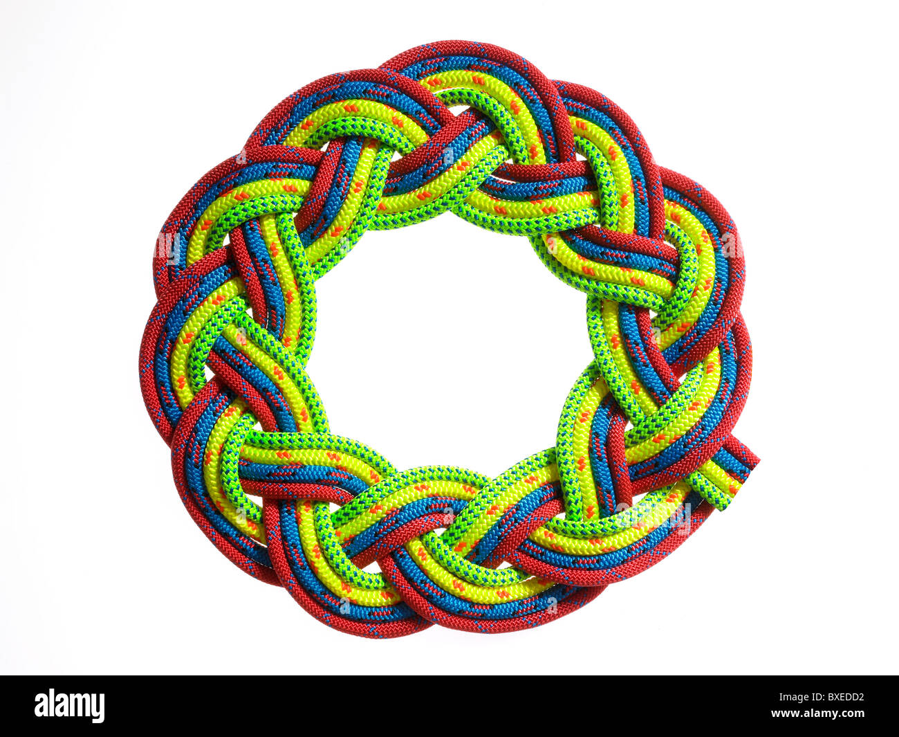 Colorful rope braided in a circle Stock Photo
