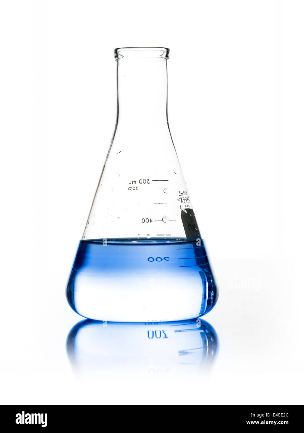 Blue liquid in beaker Stock Photo