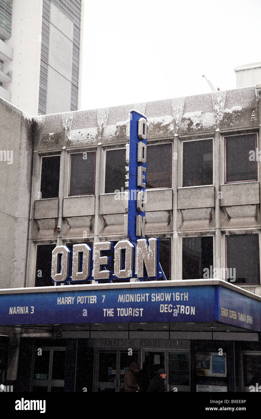 Odeon cinema covered in snow. London Stock Photo