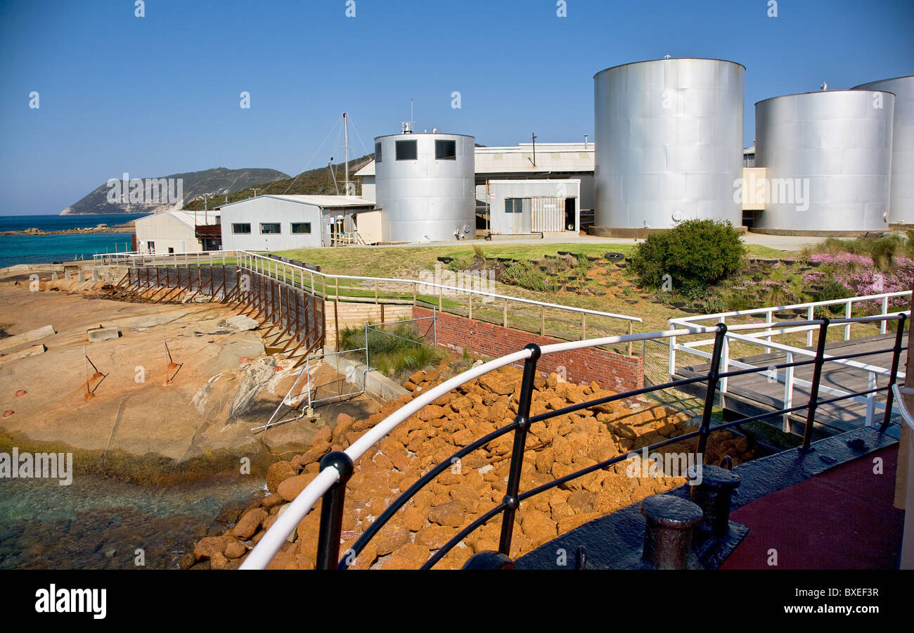 Whale world near Albany Western Australia with storage tanks for whale oil which have been converted to AV cinemas Stock Photo