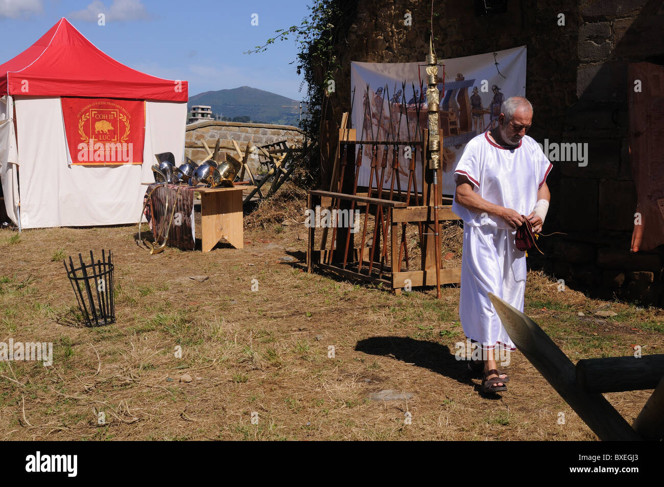 Roman camp  ' Astur-Roman Festival of  La Carisa '  CARABANZO  Asturias SPAIN. Stock Photo