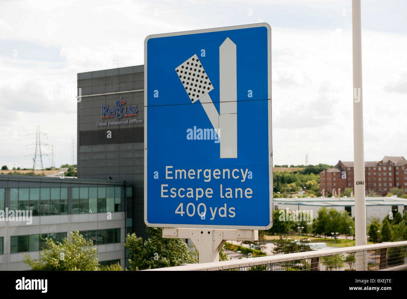 Emergency Escape Lane Sign Stock Photo Alamy