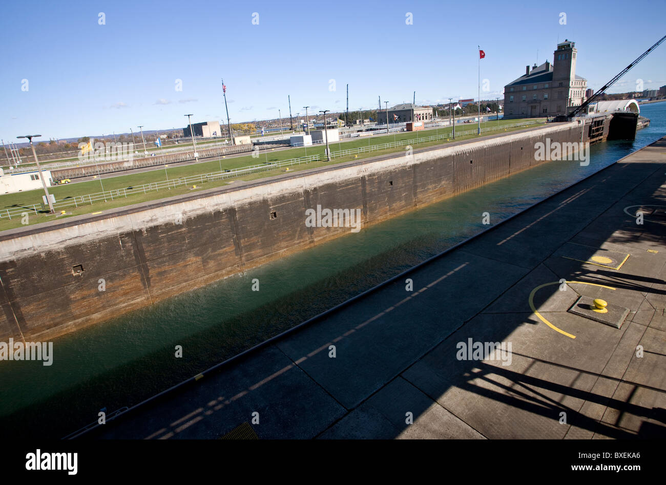 sault ste marie locks Michigan Lake Superior Lake Huron Stock Photo Alamy