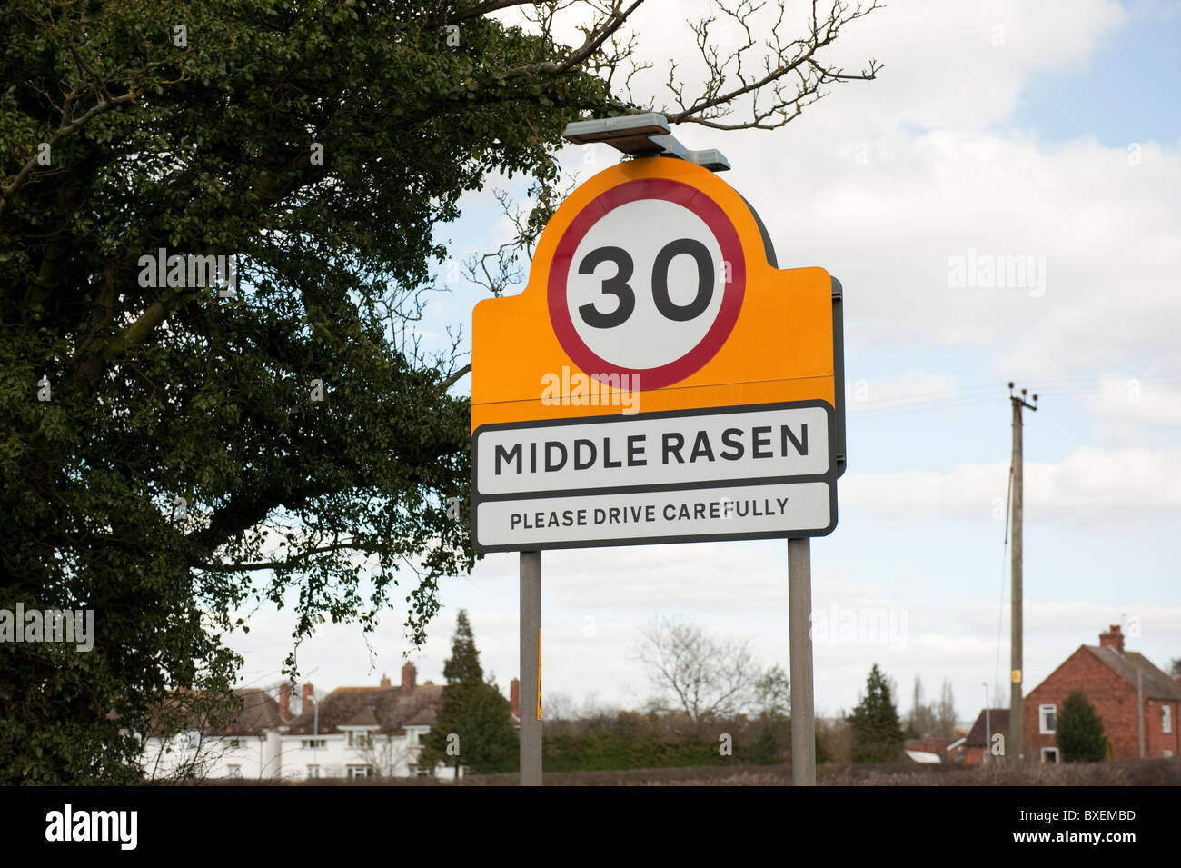 Middle Rasen Village Sign Stock Photo