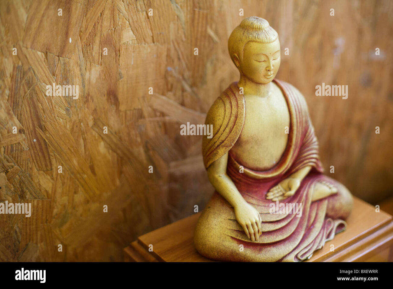 Buddha icon on ledge at the Rivendell Buddhist Retreat Centre, East Sussex, England. Stock Photo